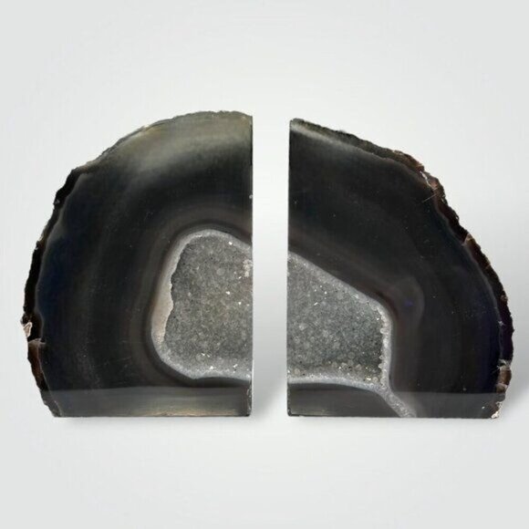 Geode Center Agate Crystal Bookends, Bookshelf Decor, Weighs Over 7+ lbs. (FH) - Picture 4 of 12